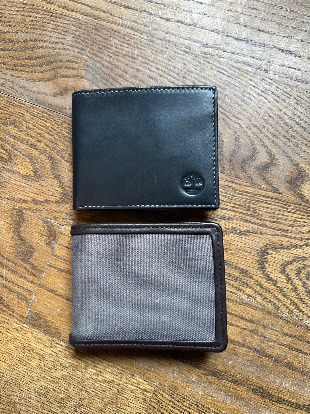 Timberland Black Leather Wallet with Brown Canvas Companion